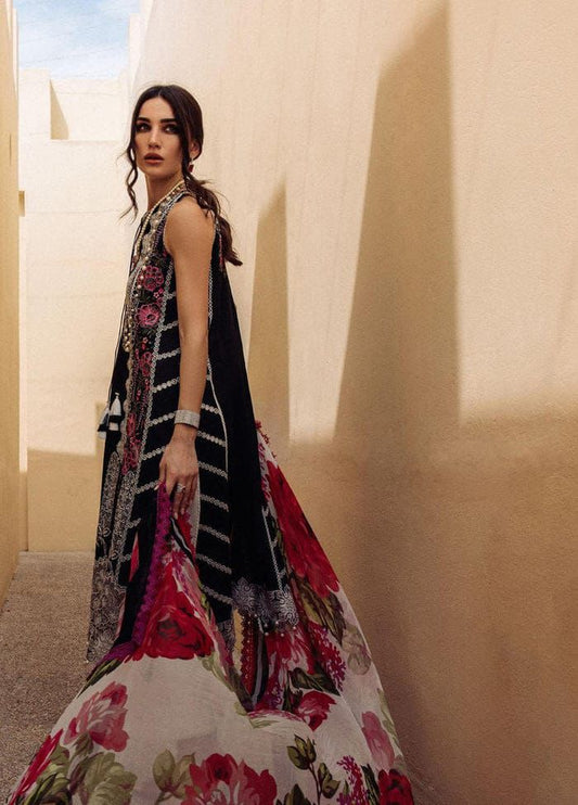 3-piece embroidered black