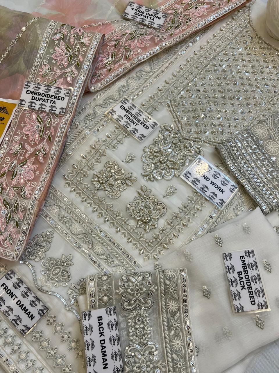 Organza Embroidered Suit with Shamooz Silk Trouser