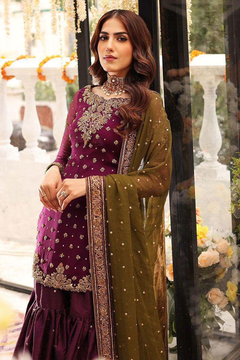 Maroon with Heavy Adda Work