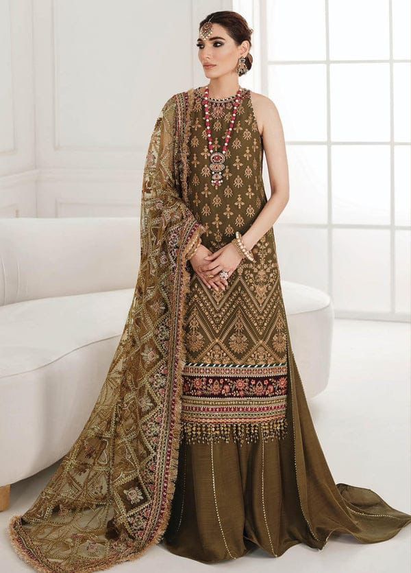 3 Piece Chiffon Embroidered Suit with Organza Dupatta