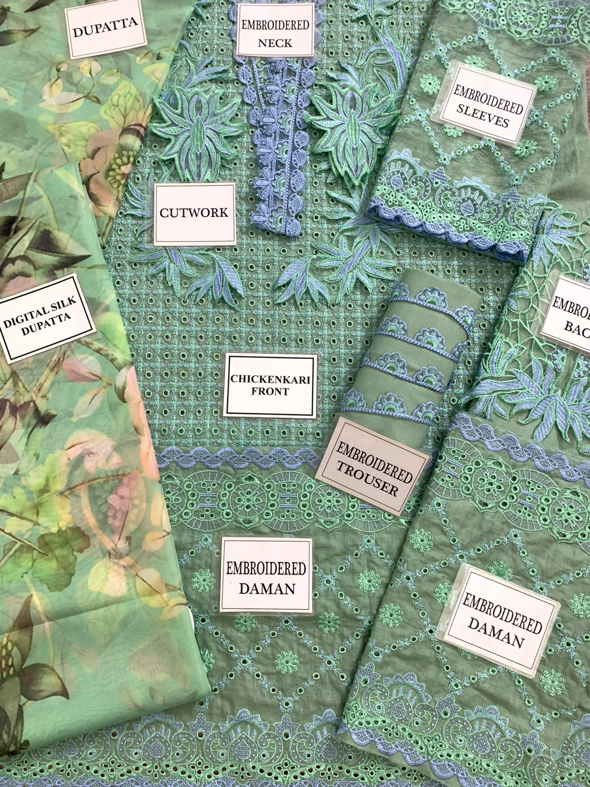 3-piece chikankari