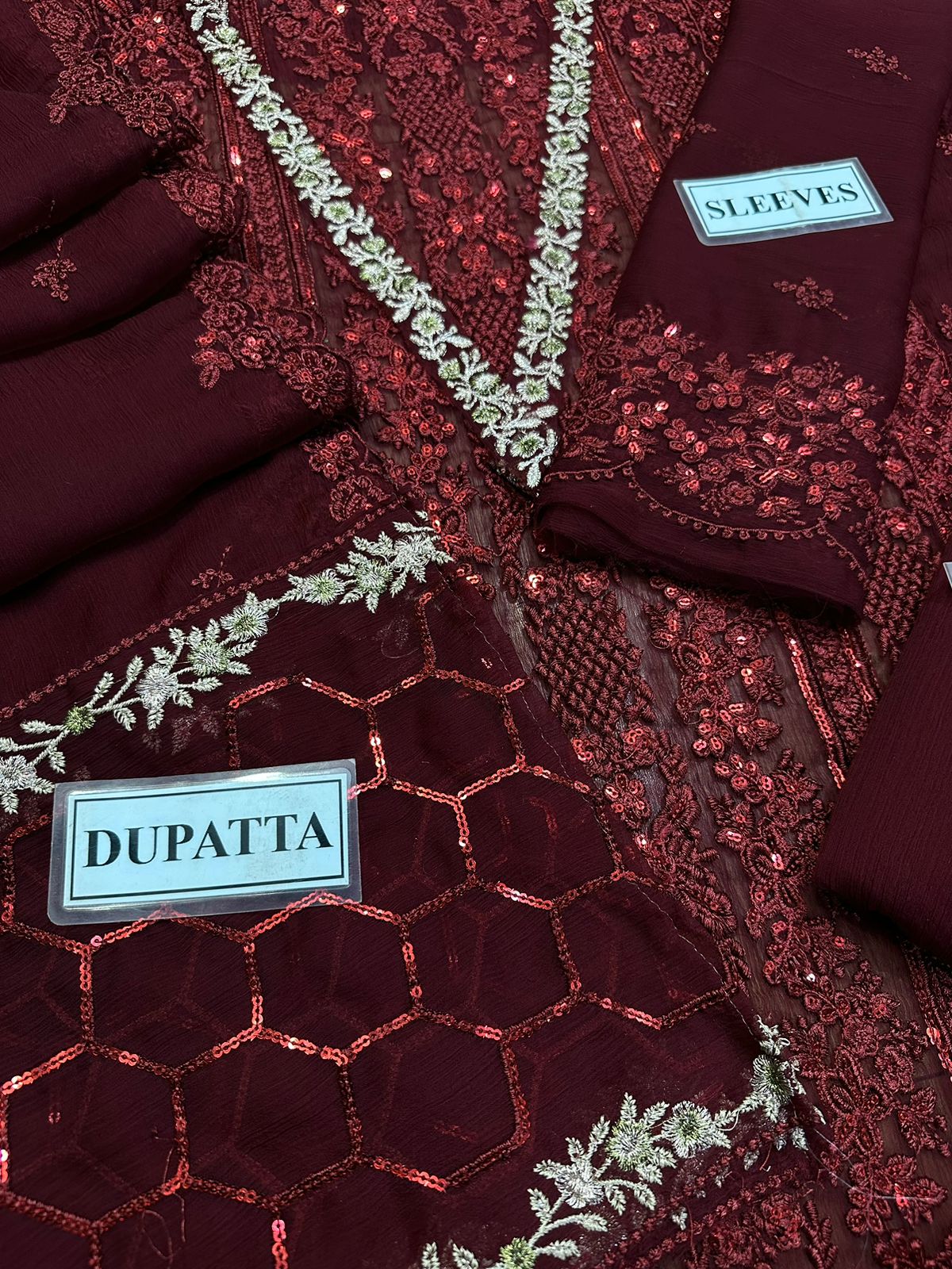 3- piece embroidered