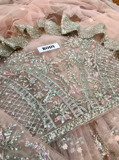 Luxury Net Frock with Satin Silk Trouser
