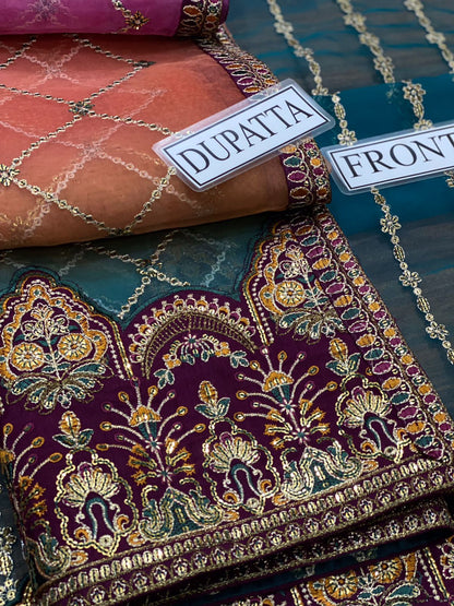 Organza Embroidered 3-Piece Suit with Double-Shaded Dupatta