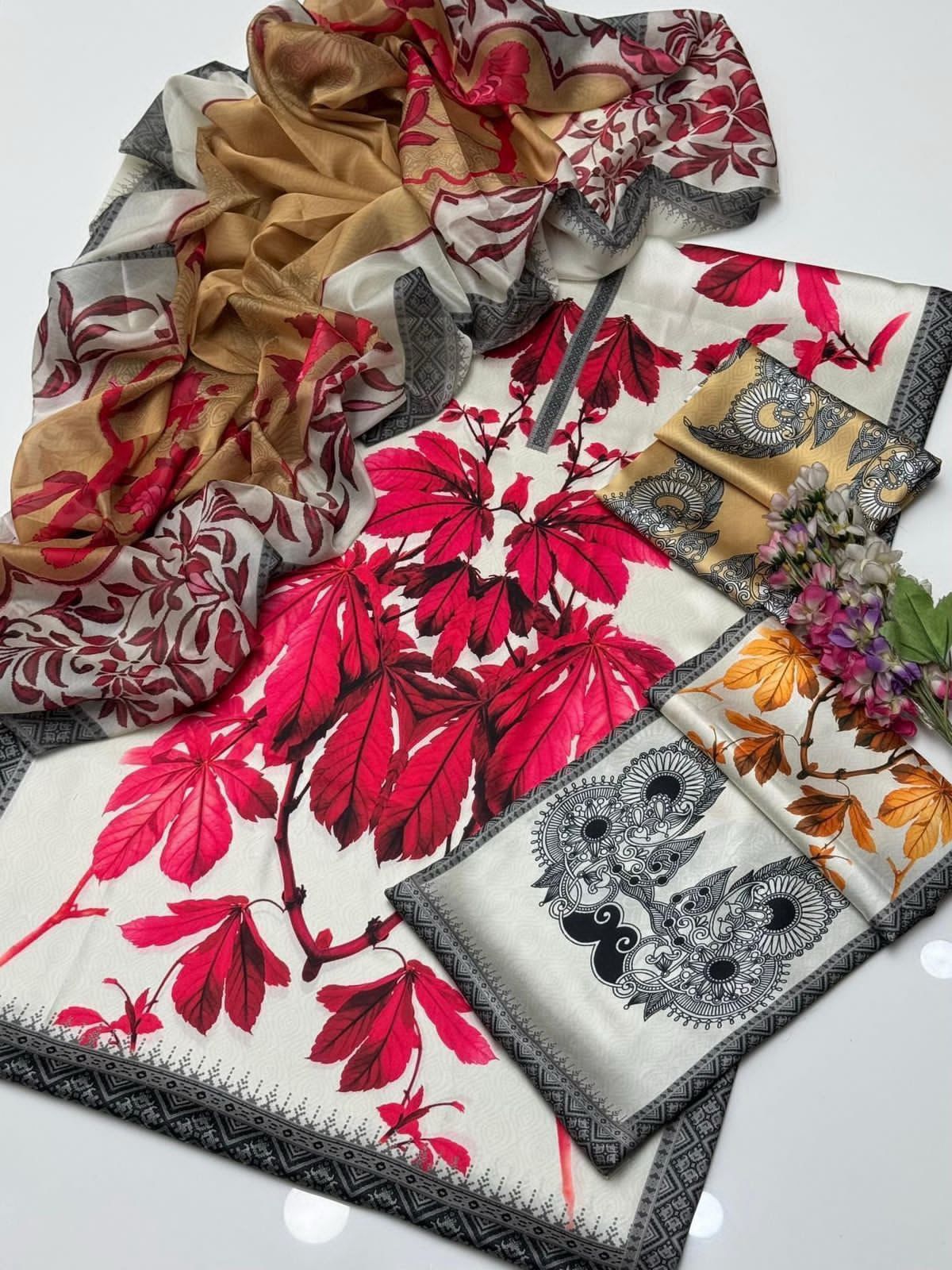 Digital Printed Shamooz Silk – 3 Piece Set
9