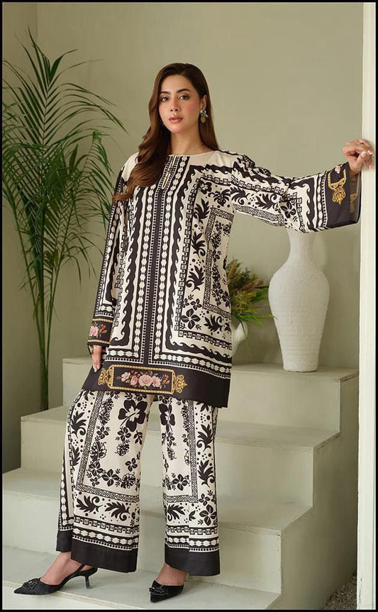 Digital Printed Shamooz Silk – 3 Piece Set
10