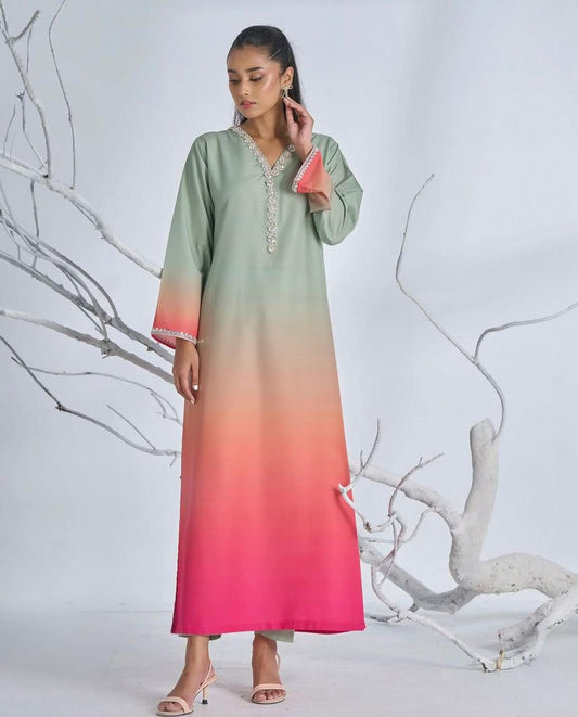 Digital Printed Shamooz Silk – 3 Piece Set
1