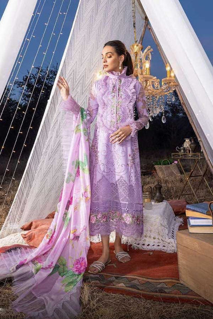 Lavender Chikankari Embroidered 3-Piece Suit