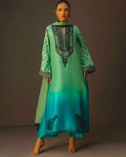 Digital Printed Shamooz Silk – 3 Piece Set
7
