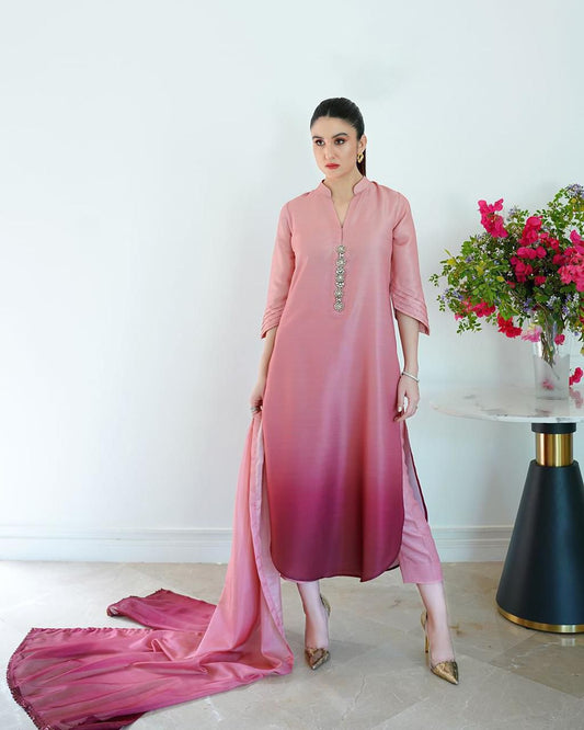 Digital Printed Shamooz Silk – 3 Piece Set
5