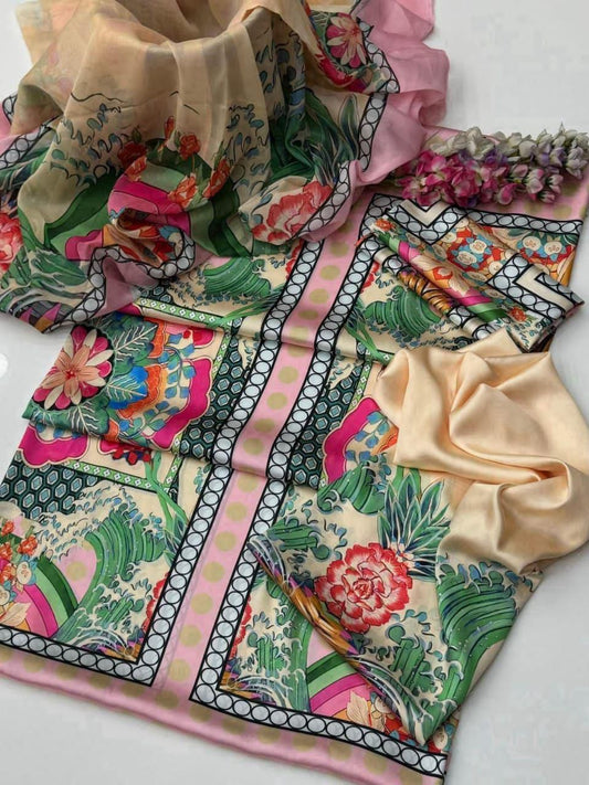 Digital Printed Shamooz Silk – 3 Piece Set
11