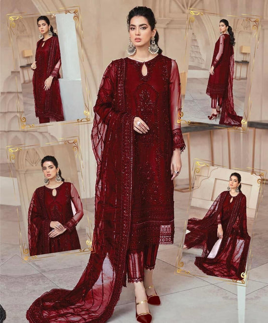 Wedding Edition Luxury Hand-Embroidered Net Ensemble
