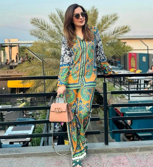 Digital Printed Shamooz Silk – 3 Piece Set