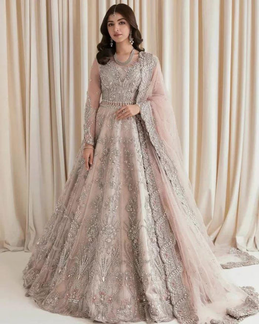 Luxury Net Frock with Satin Silk Trouser