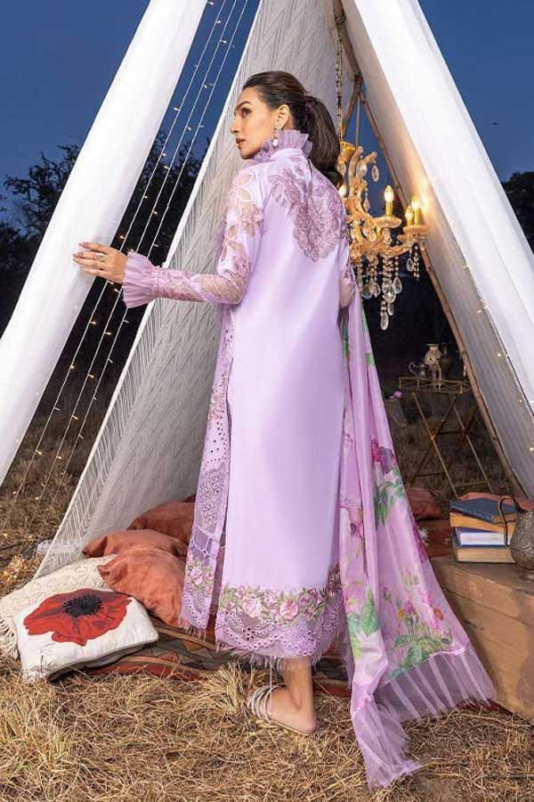 Lavender Chikankari Embroidered 3-Piece Suit