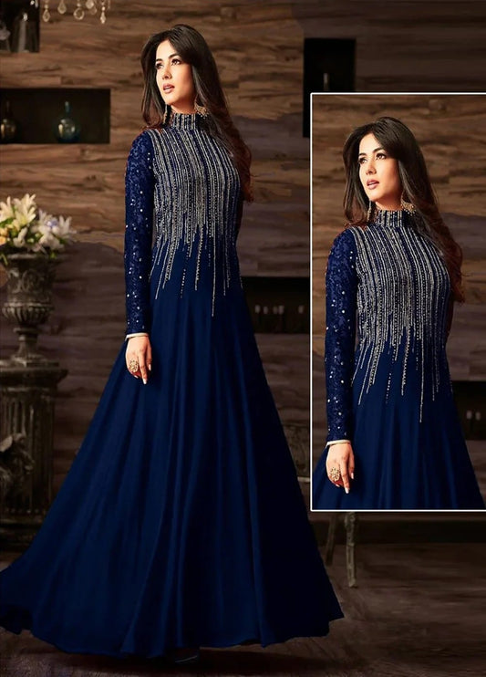 Indian Chiffon Maxi – Embroidered Elegance