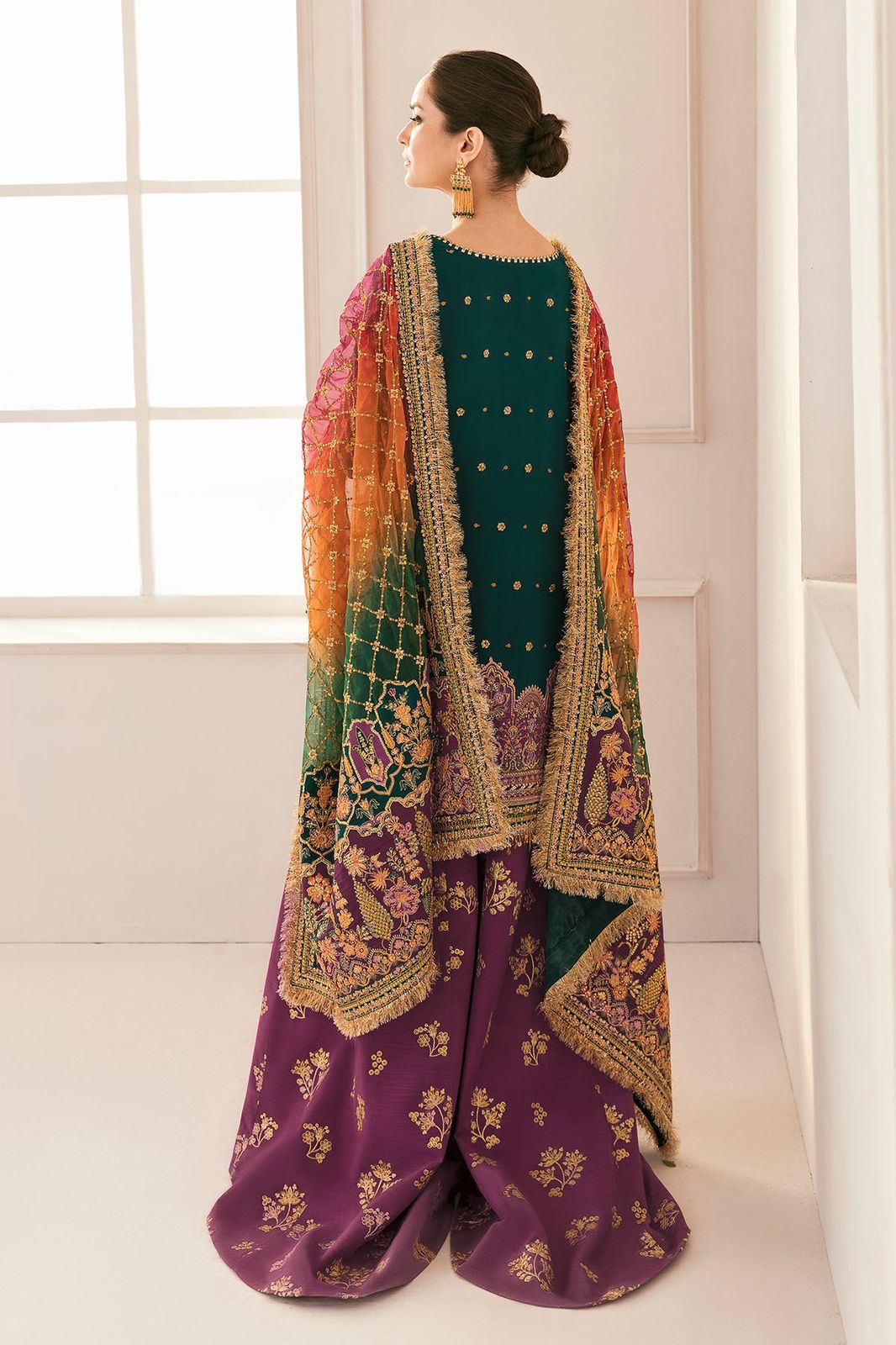 Organza Embroidered 3-Piece Suit with Double-Shaded Dupatta