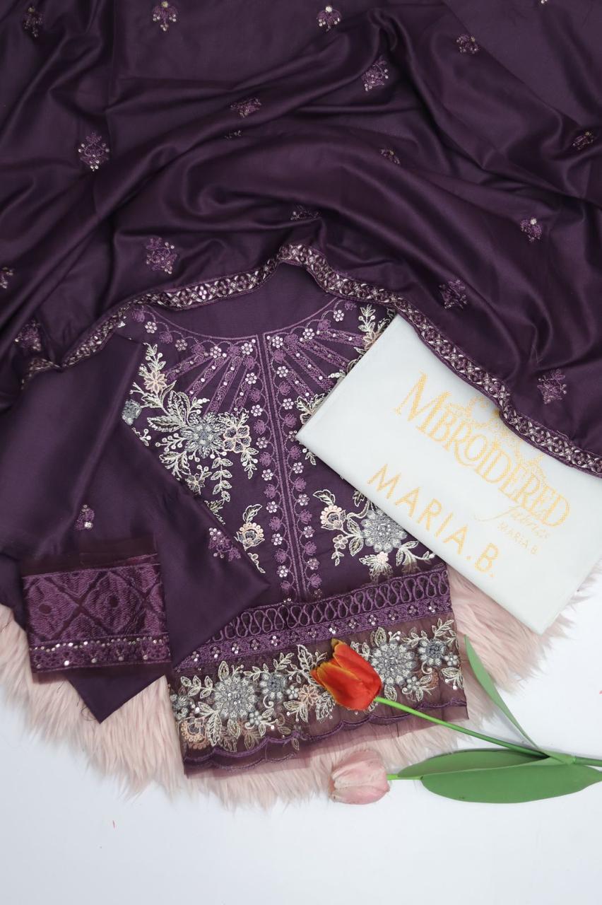 Winter Collection – Heavy Embroidered Dhanak Ensemble