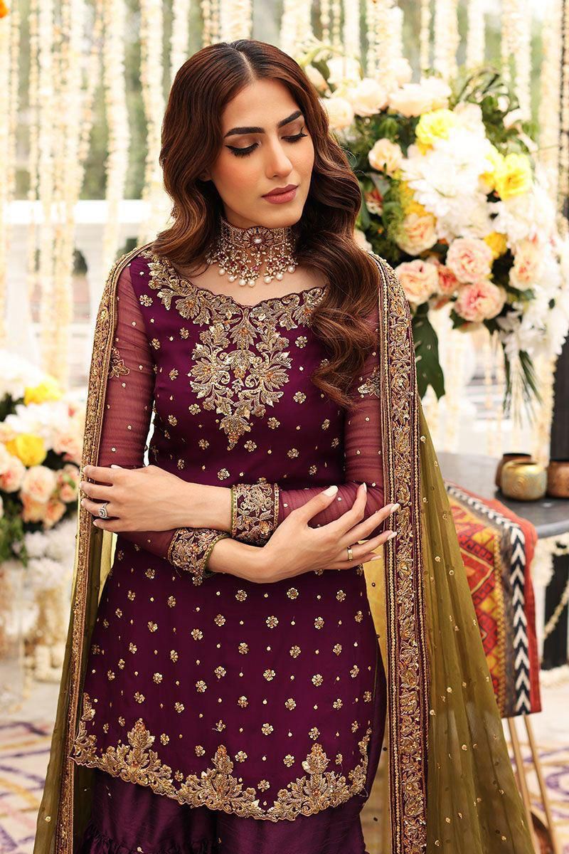 Maroon with Heavy Adda Work