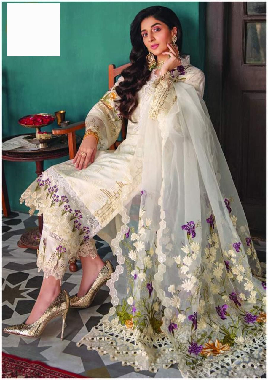 Luxury Lawn Crystal-22 (EL-D06) Premium Embroidered 3PC with Organza Spangle Dupatta