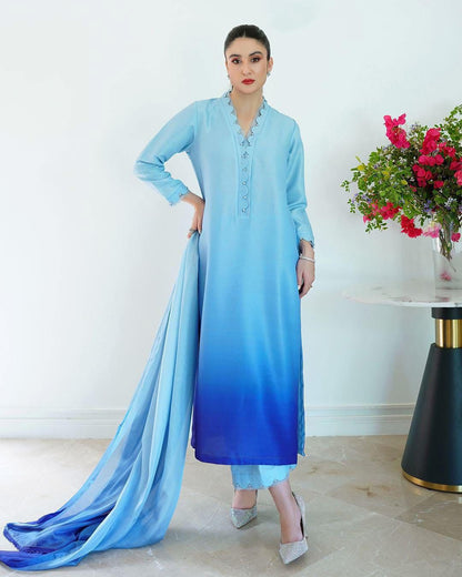 Digital Printed Shamooz Silk – 3 Piece Set
4