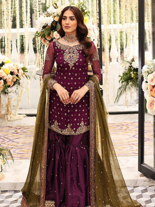 Maroon with Heavy Adda Work