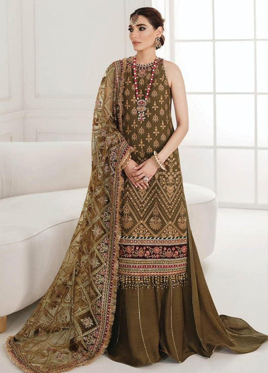 3 Piece Chiffon Embroidered Suit with Organza Dupatta