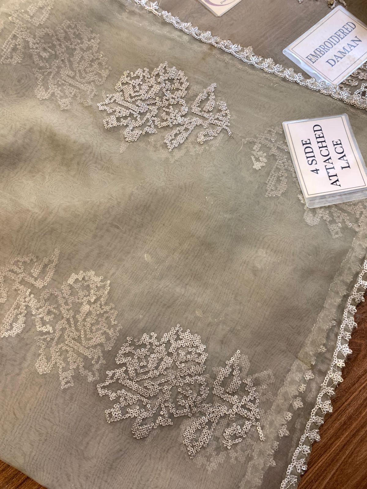 CHIFFON KHAKI EMBROIDERED 3-PIECE SUIT