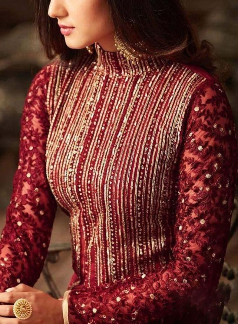 Dashing Indian Chiffon Maxi with Embroidered Dupatta