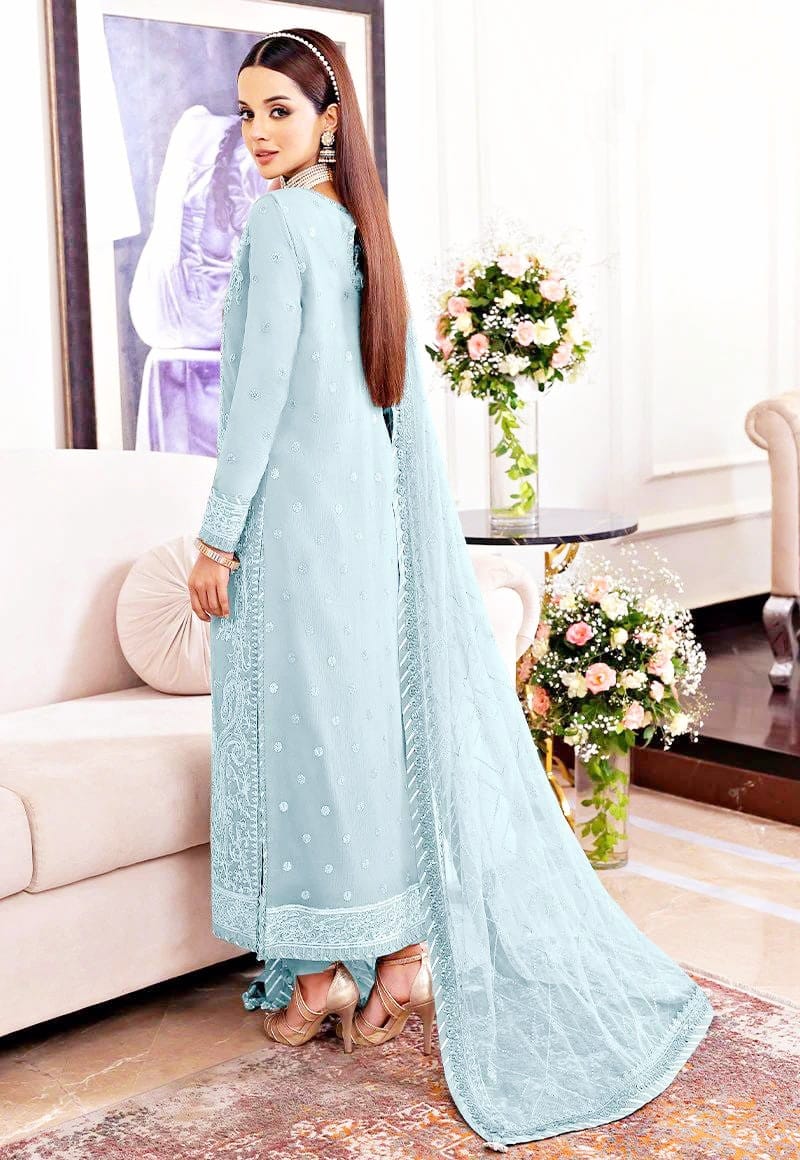 Chiffon Heavy Spangle Embroidered 3-Piece