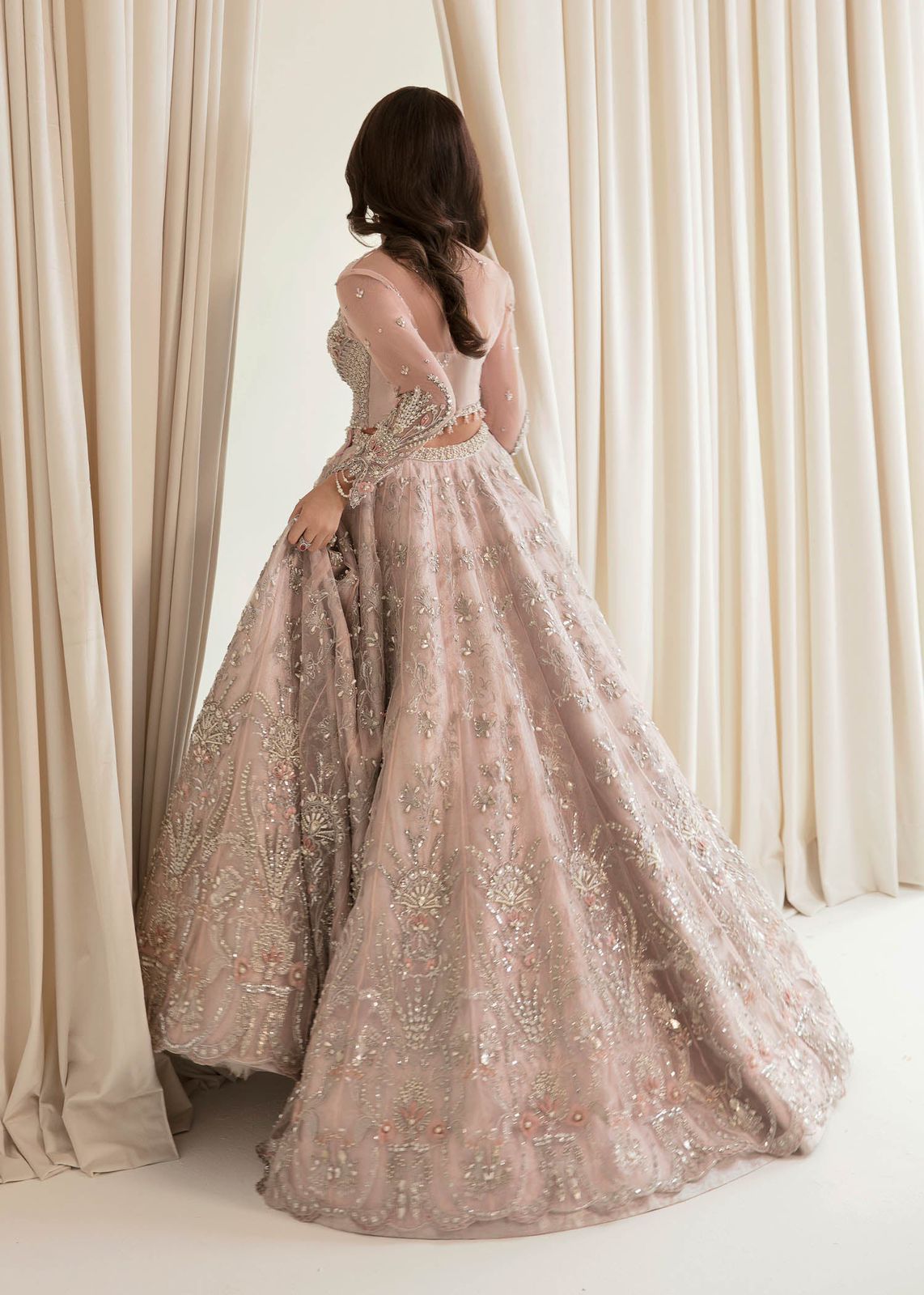Luxury Net Frock with Satin Silk Trouser