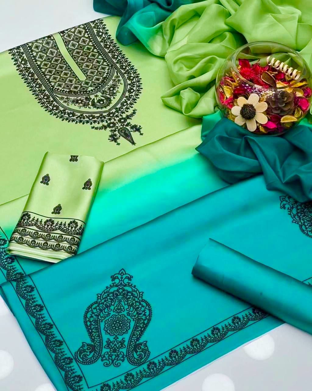 Digital Printed Shamooz Silk – 3 Piece Set
7