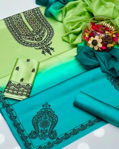 Digital Printed Shamooz Silk – 3 Piece Set
7