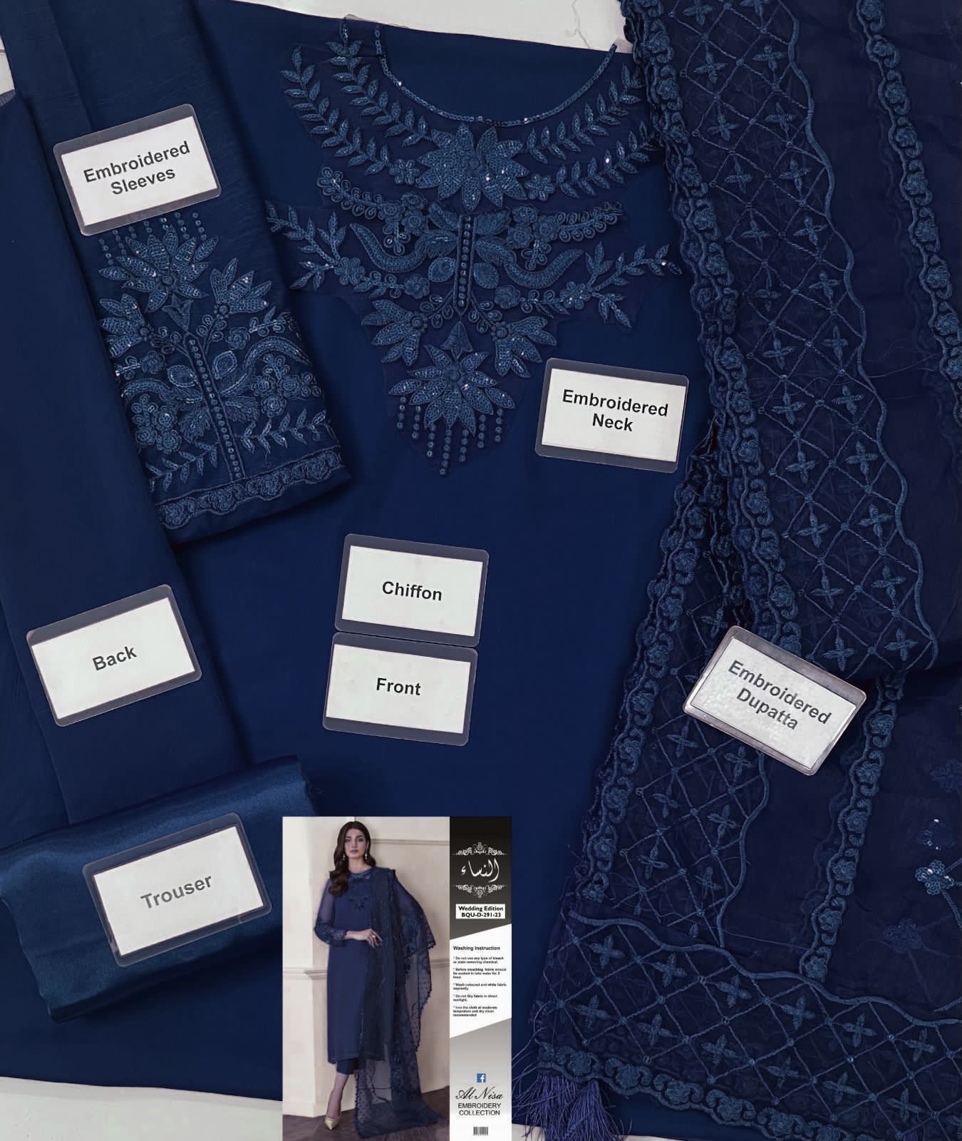 Alnisa Embroidery Collection – Chiffon & Silk Ensemble