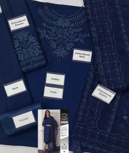 Alnisa Embroidery Collection – Chiffon & Silk Ensemble